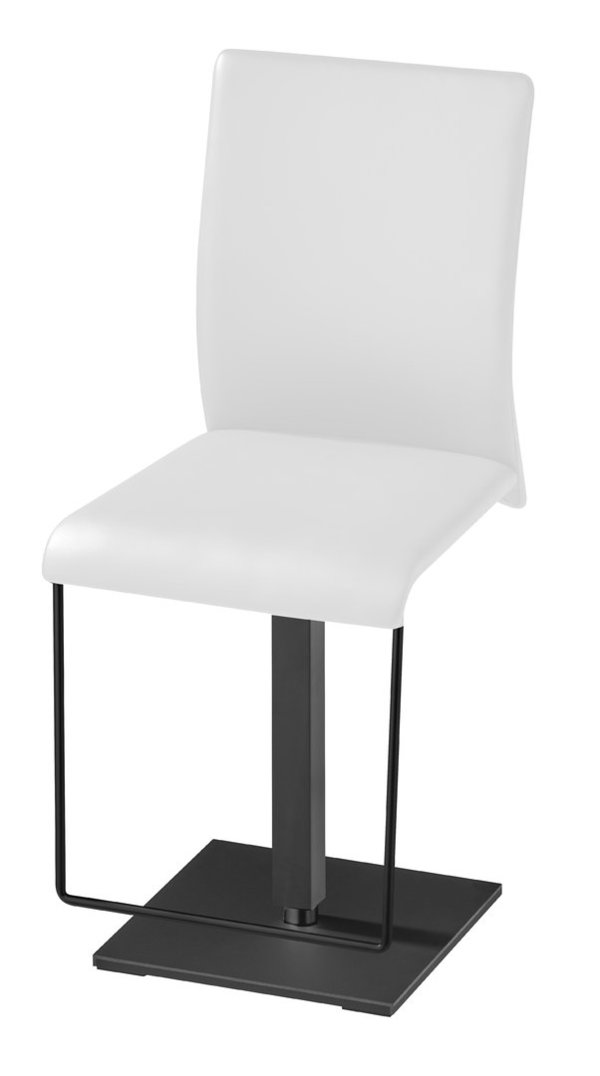 Stuhl JAGO höhenverstellbar Leder weiß 48-68 cm Untergestell schwarz
