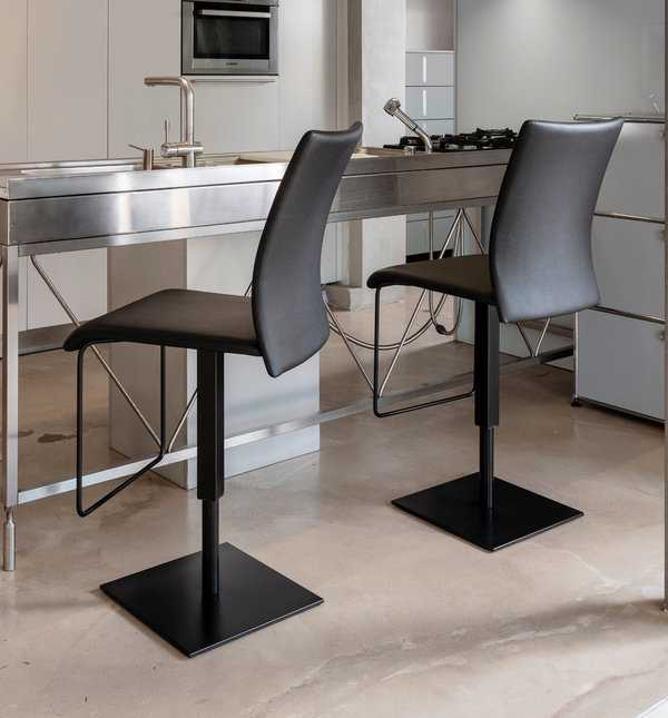 Stuhl JAGO höhenverstellbar Leder schwarz 56-82 cm schwarz