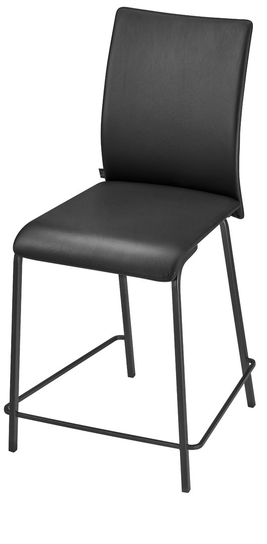 Barstuhl JAGO Sitzhöhe 65 cm Leder schwarz Untergestell schwarz